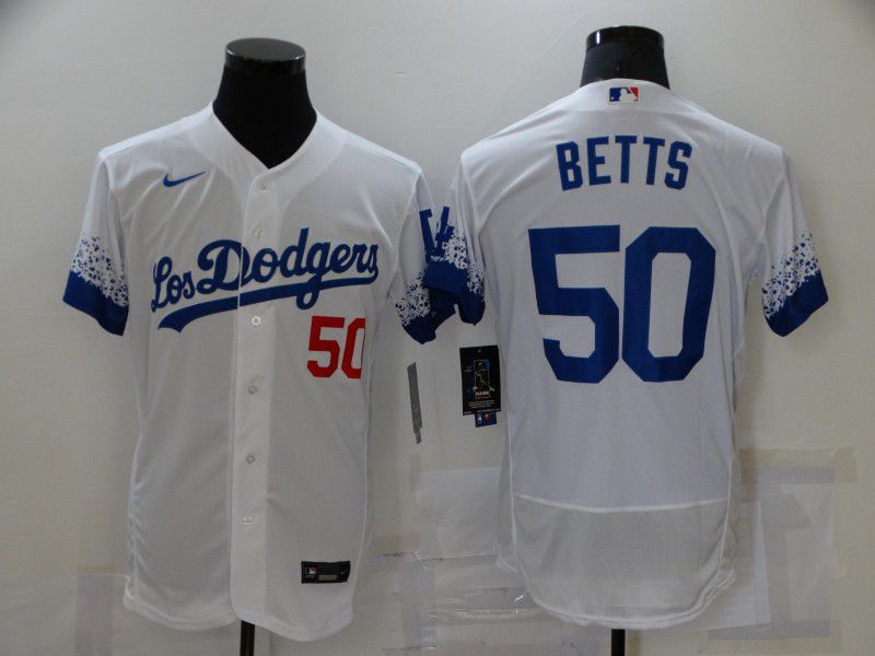 Men Los Angeles Dodgers #50 Betts White City Edition Elite Nike 2021 MLB Jersey->los angeles dodgers->MLB Jersey